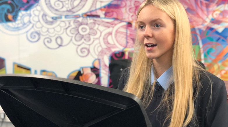 Elle rehearsing for Solo exam recording 